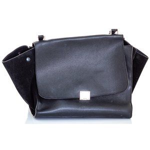 CELINE Black Leather & Suede Bag